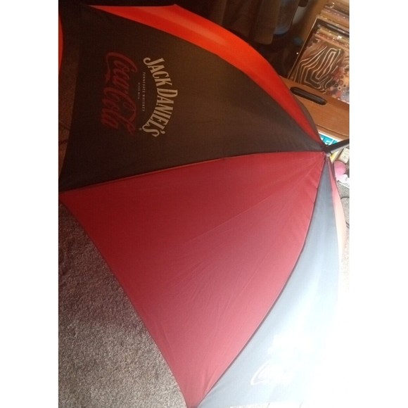 Vintage Coca Cola Jack Daniel's Beach Picnic Umbrella Coke Red White RARE - Picture 2 of 4